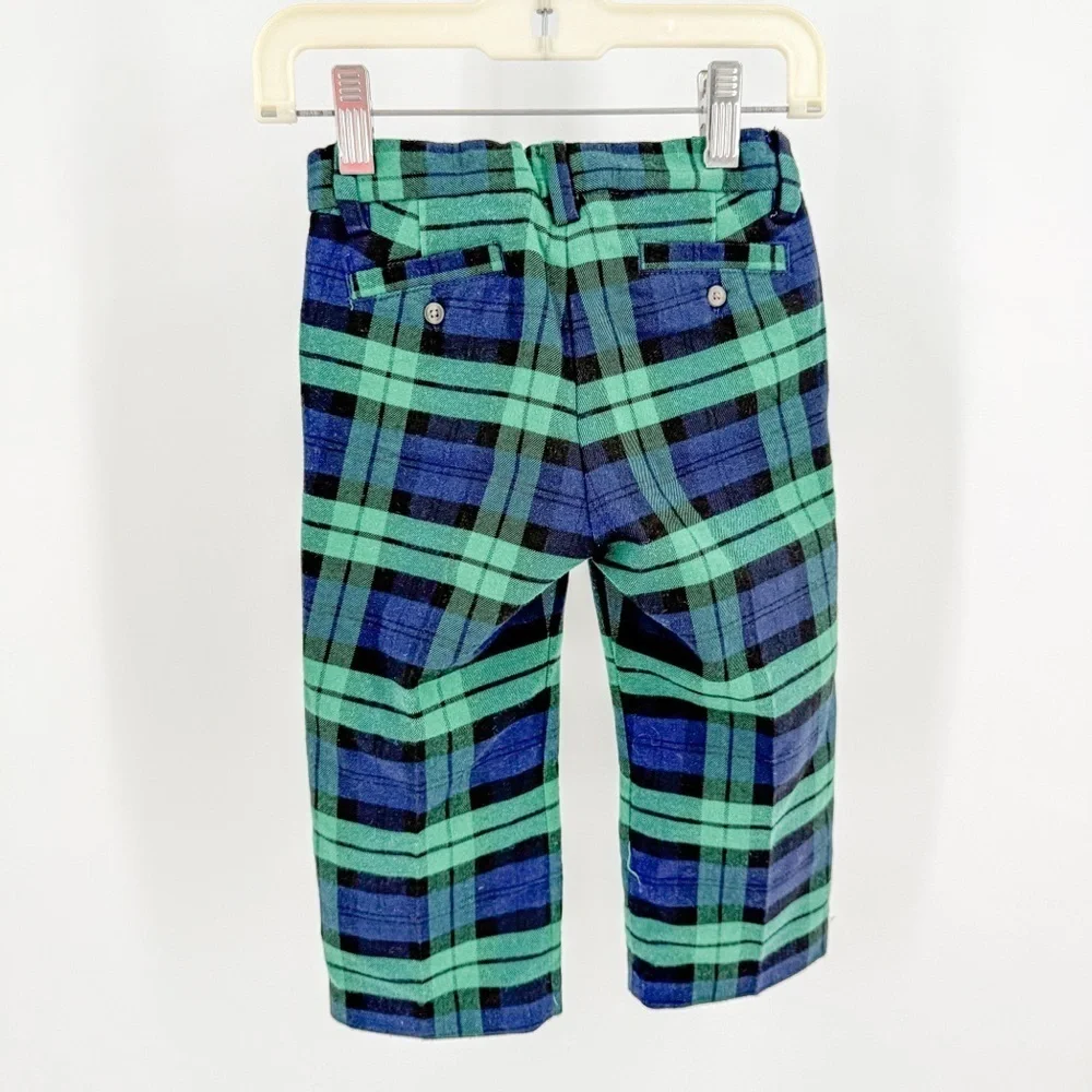 Janie and Jack Plaid Crest patch cardigan and pants